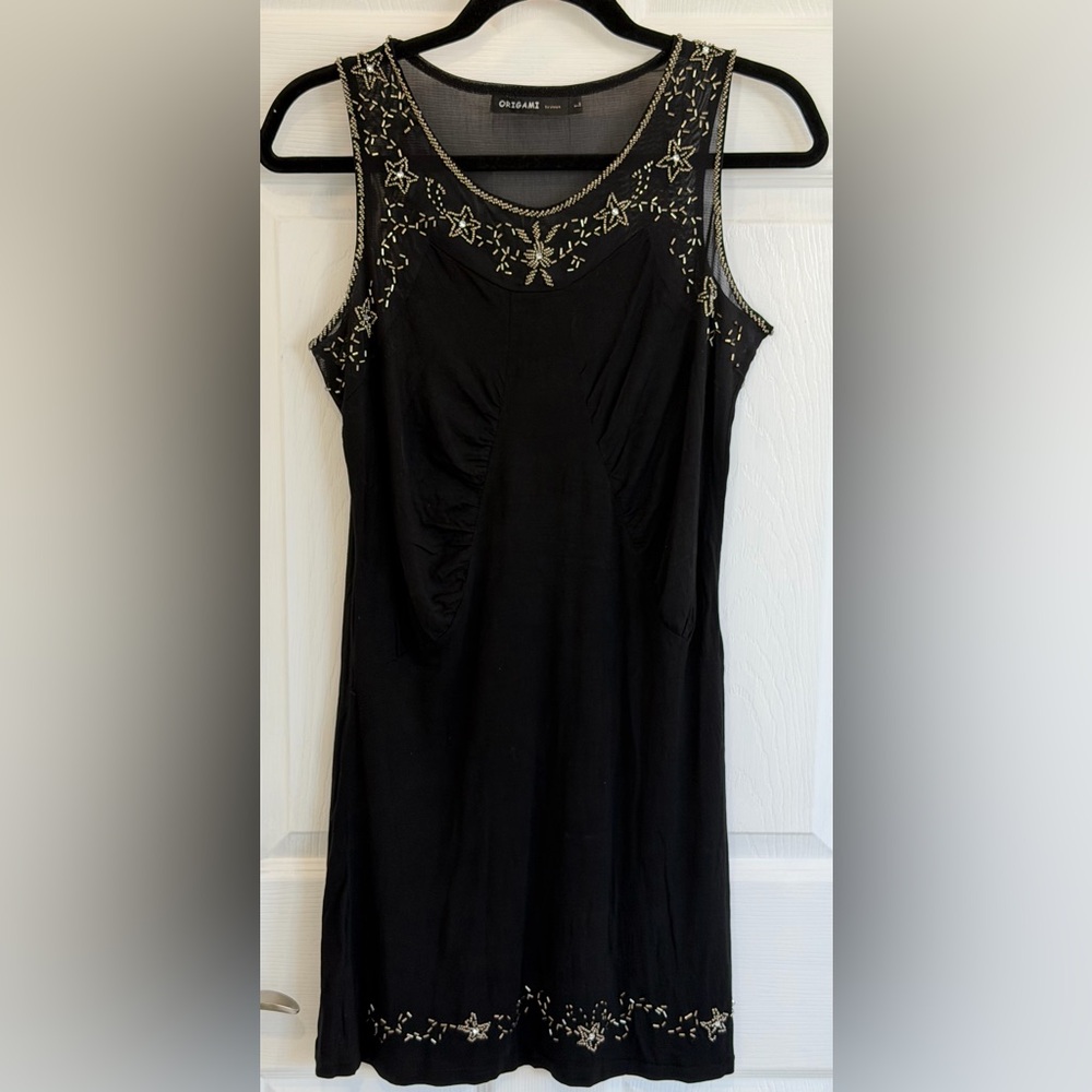 Chic Black origami beaded Dress
